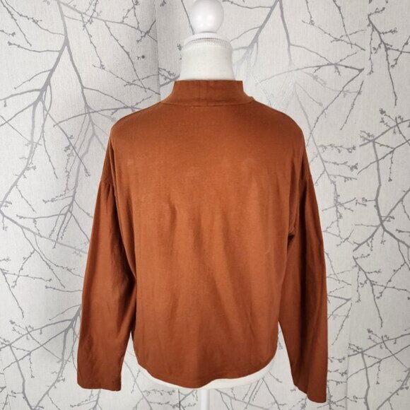 Everlane Orange Cotton Mockneck Long Sleeve Top - Picture 3 of 5